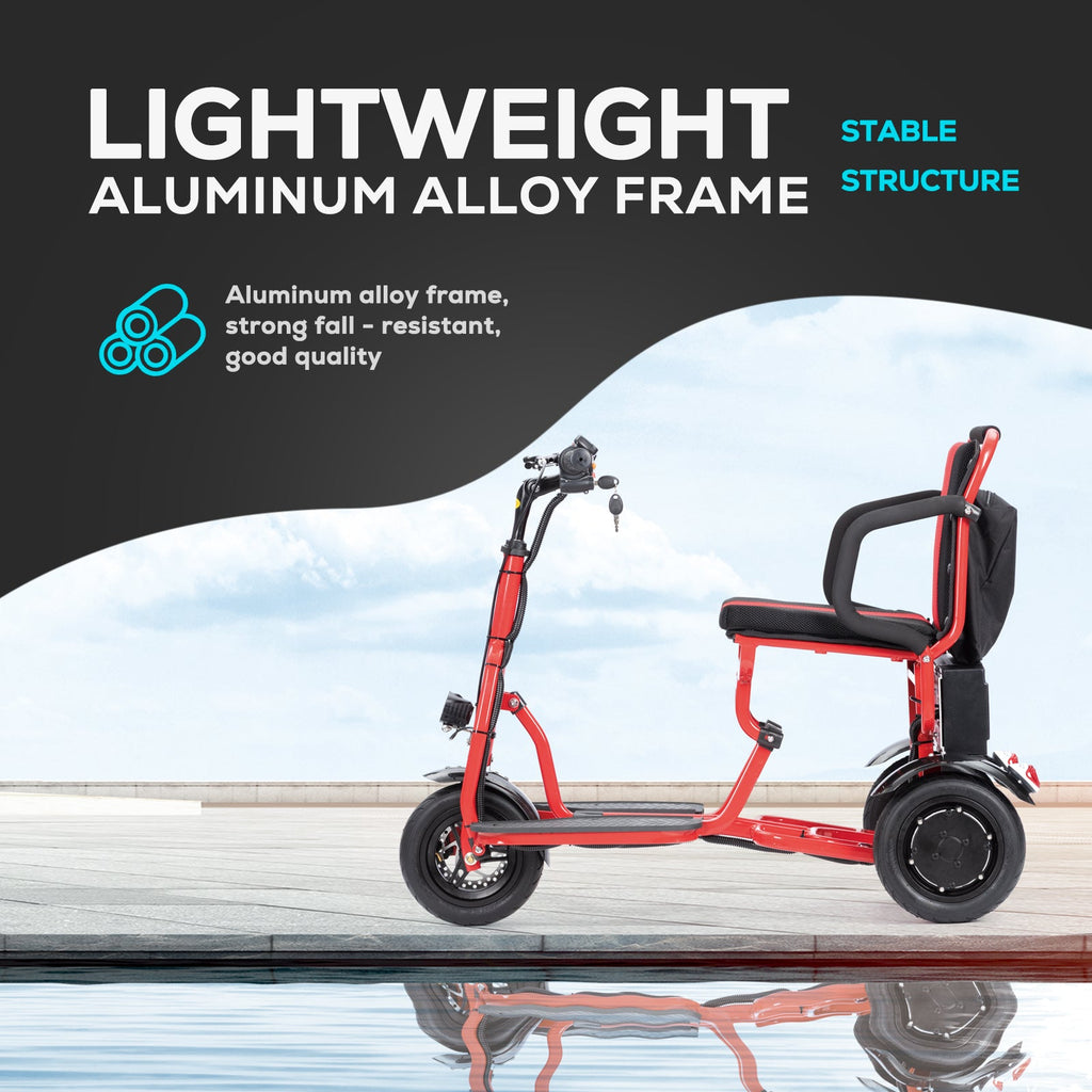 COUGAR (Red) Ultra Lightweight Folding Scooter For Adults 3 Wheeler - Portable