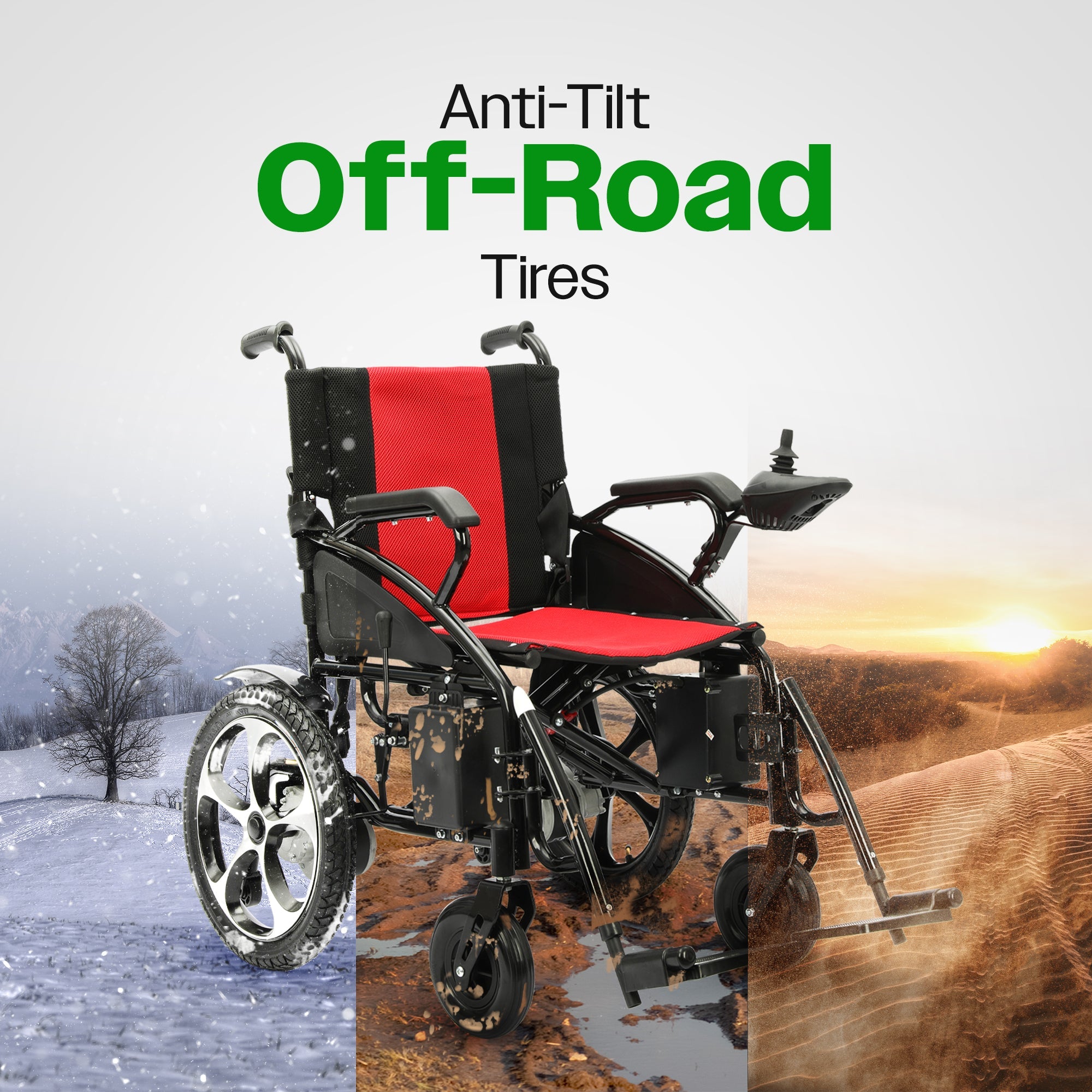 ARTEMIS (RED) - Folding Lightweight Electric Wheelchairs 265lbs -500W- 13Miles